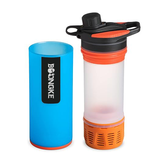 Portable GeoPress Water Purifier Bottle – 24oz Survival Filter for Camping, Hiking & Emergency Preparedness