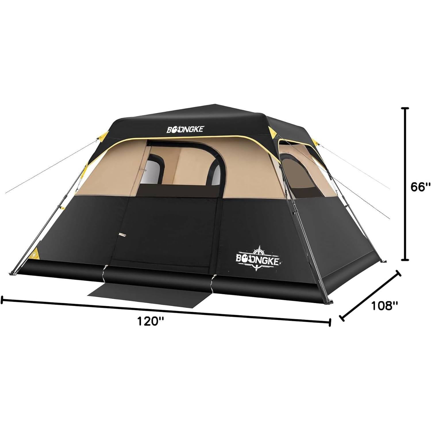 BoongKe Camping 6-Person Tent Instant Cabin Tent Setup in 60 Seconds with Rainfly & Windproof Portable with Carry Bag for Family Camping & Hiking