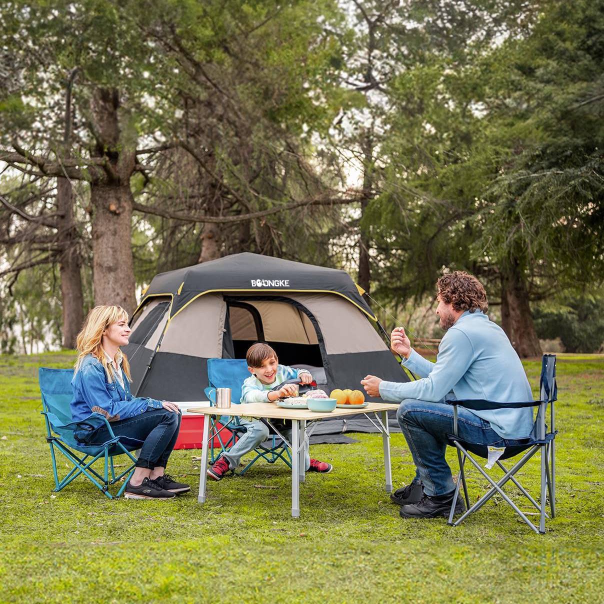 BoongKe Camping 6-Person Tent Instant Cabin Tent Setup in 60 Seconds with Rainfly & Windproof Portable with Carry Bag for Family Camping & Hiking