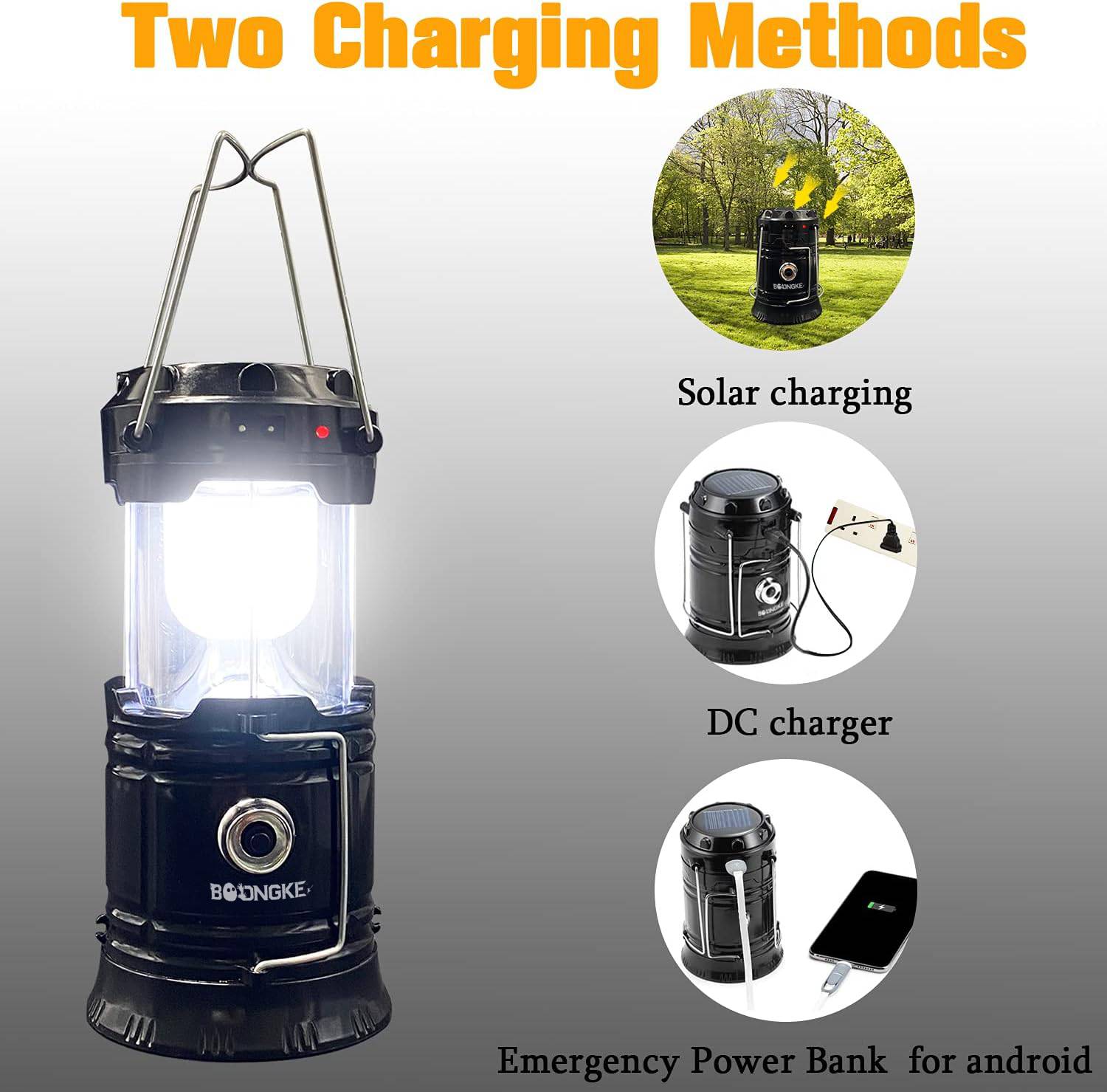 Collapsible LED Camping Lantern - Solar Charger 1600mAh Power Bank