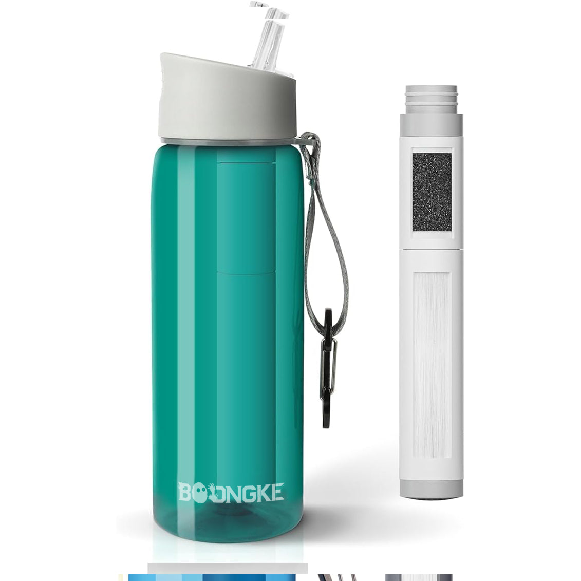 Portable Water Filter Bottle with 5-Stage Filtration, 22oz, 35oz Ultra-Filtration Camping Survival Gear with Built-in Compass – Removes 99.99% of Harmful Substances