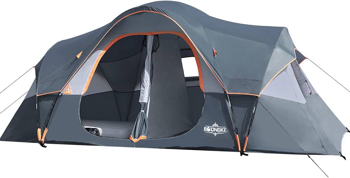 10-Person-Family Tents, Parties, Music Festival Tent, Big, Easy Up, 5 Large Mesh Windows, Double Layer, 2 Room, Waterproof, Weather Resistant, 18ft x 9ft x78in