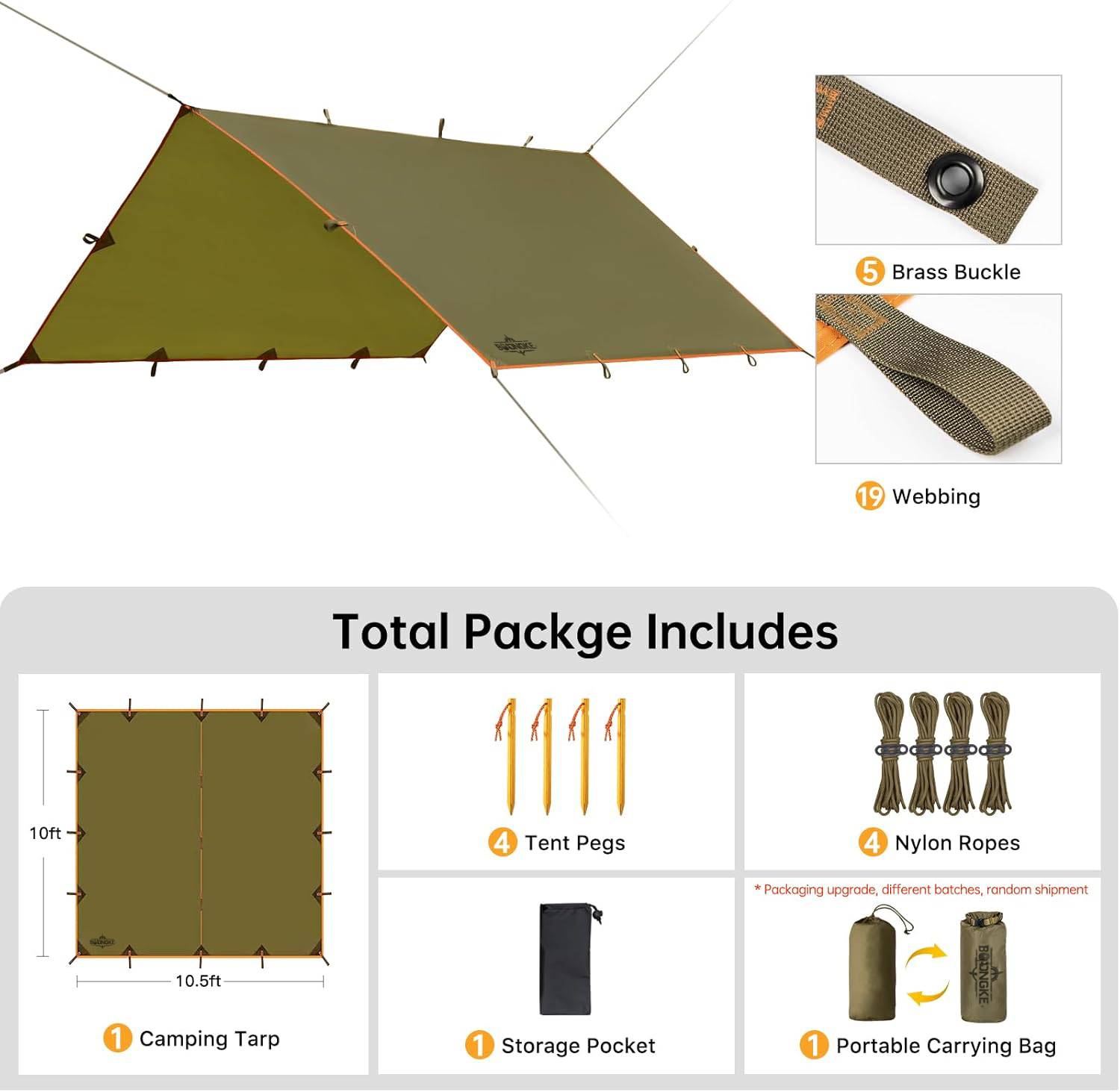 Waterproof Camping Tarp Shelter – Heavy Duty Rain Fly for Backpacking, Hiking & Survival
