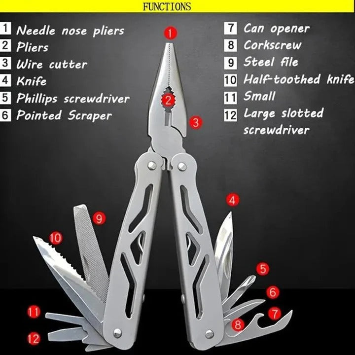 MultiTool Priers 12-in-1 Hard Stainless Steel Foldable